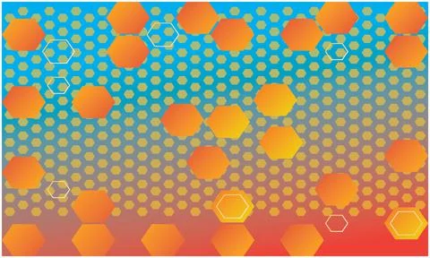 Small hexagon on circle dotted background Illustrazione stock