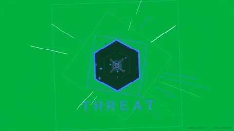 Small hexagon popping core forming emblem into rotating target flagging threat Stock Footage 333907753