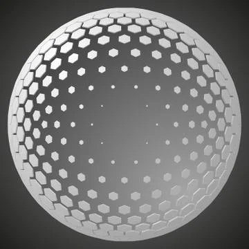 Small hexagons forming a sphere. 3d style vector illustration. Stock Illustration