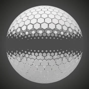 Small hexagons forming a sphere. 3d style vector illustration. Stock Illustration