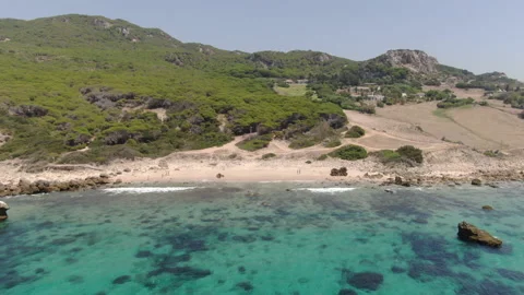 Small Hidden cala in Tarifa Paradise beach in Spain Stock Footage 130184021