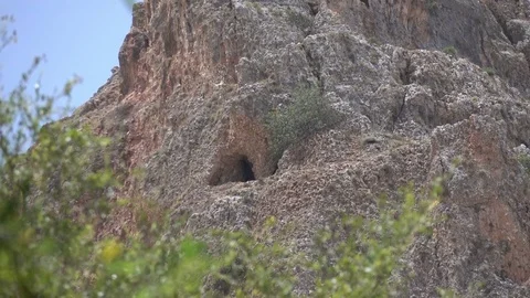 Small Hidden Cave on Side of Mountain in Israel Stock Footage 78306946