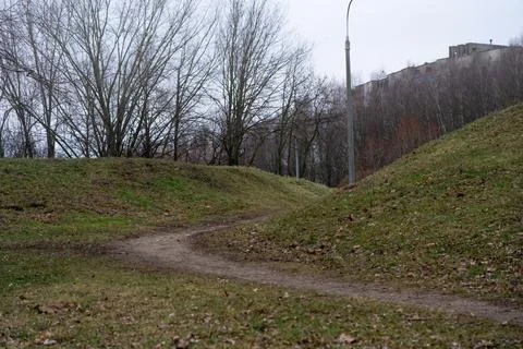 Small hills and a path between them Stock Photos