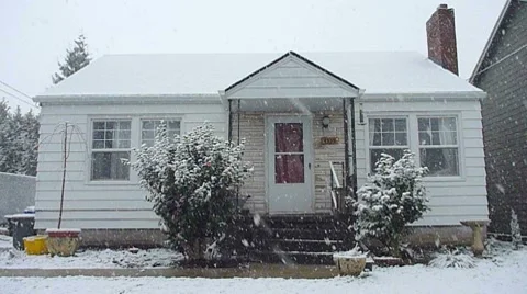 Small House and Snow Stock-Footage 7536115