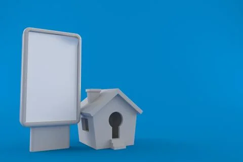 Small house with blank billboard Stock Illustration