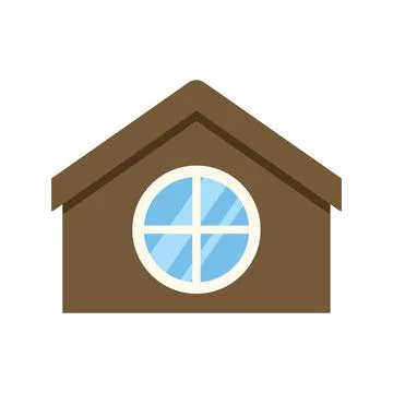 Small house building with circular window icon Ilustración de archivo