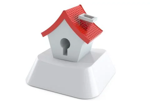 Small house on computer key Stock Illustration