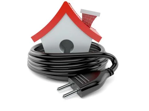 Small house with electric plug Stock Illustration