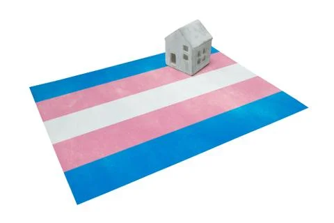 Small house on flag - Trans pride Stock Photos