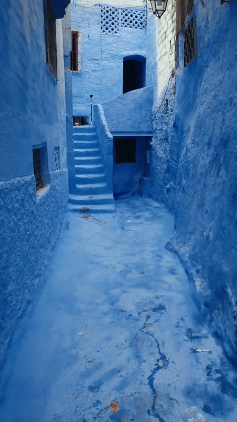 Small House Full Of Blue Color In Chefchaouen, Morocco Stock Footage 314866192