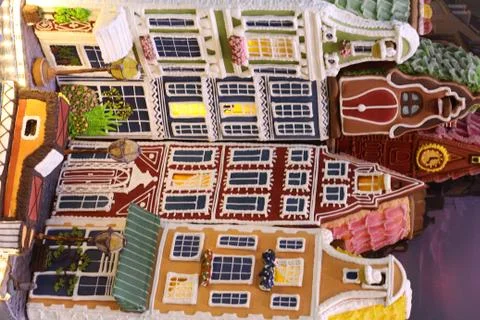 A small house made of bread is a work of art from bakeries. Stock Photos