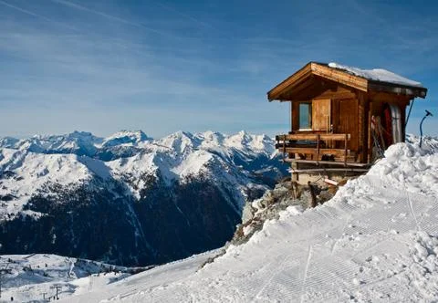 Small house in mountains Stock Photos