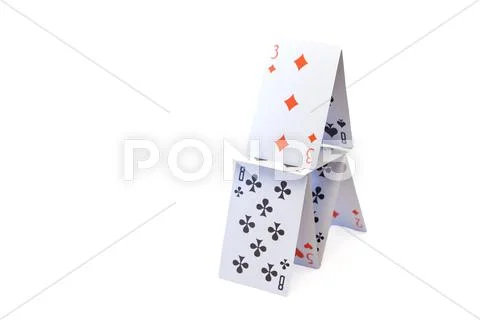 Small house from playing cards Stock Photos