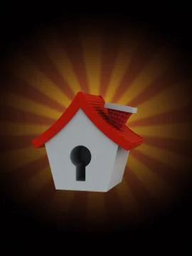 Small house on rays background Stock Illustration