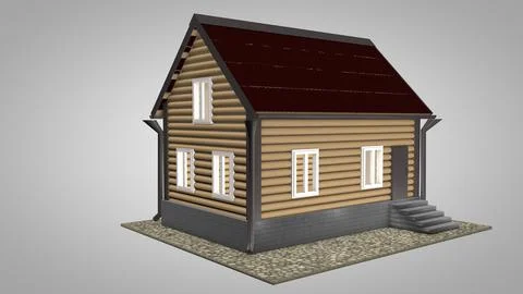 Small house with red roof 3D Model