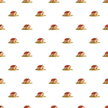 Small house under ongoing construction cartoon pattern Stockillustratie