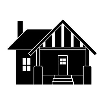 Small house vector icon pictogram. Flat style black and white simple design h Stock Illustration