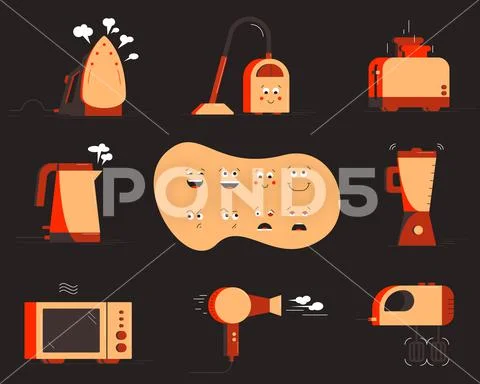 set of of household appliances vector illustration