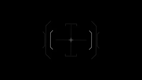 Small Hud lines Target white futuristic animation on black bg in 4K video Stock Footage 247630669