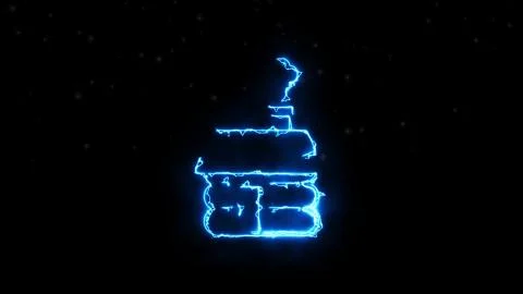 Small Hut in  energy wave simulation effect Stock Illustration