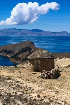 Small Hut on Isla del Sol in Lake Titicaca, Bolivia Stock Photos