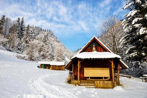Small hut in the mountains Stock Photos
