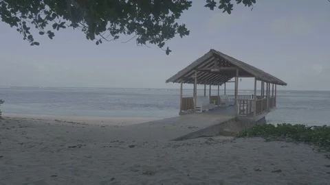 Small hut near beach flat Stock Footage 80396527