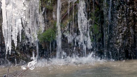 A small ice covered waterfall7 Video stock 127090366