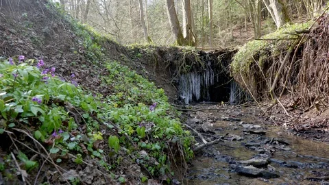 A small ice covered waterfall8 Stock Footage 127090097