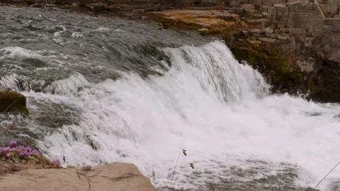 Small icelandic waterfall, wideshot Stock Footage 249206132