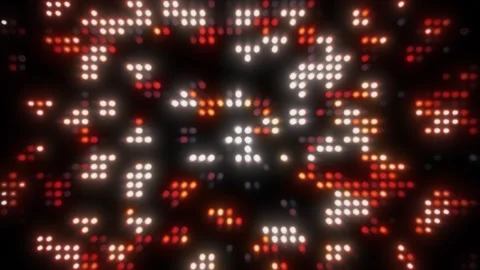 Small illuminated red dots create a colorful, geometric pattern Stock Footage 321467847