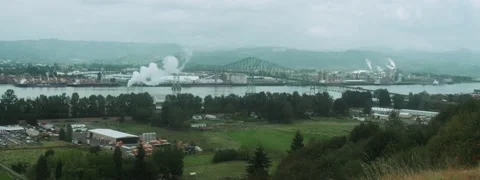 Small industrial city with bridge Video stock 44494542
