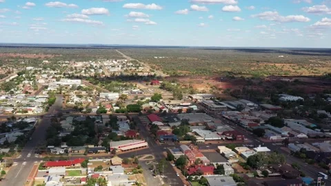 Small industrial mining town in Australian Outback – Cobar in aerial 4k. Stock Footage 168555565