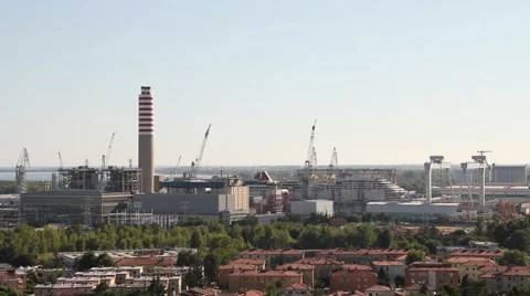 Small industrial town on the seaside Stock Footage 47253404
