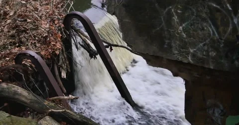 Small Industrial Waterfall Stock Footage 58300327