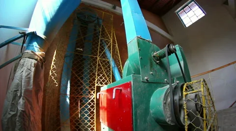 Small industrial wheat mill where grain is processed Stock Footage 42237408