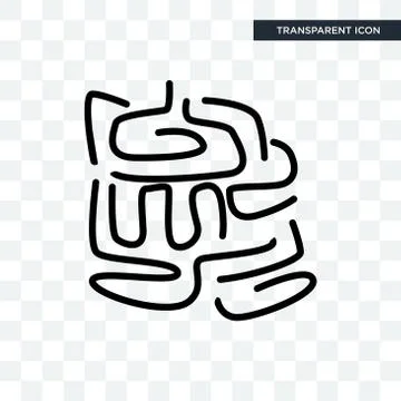 Small Intestine vector icon isolated on transparent background, Small Intesti Free Stock Illustration