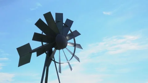 Small irrigation windmill Stock Footage 160062556