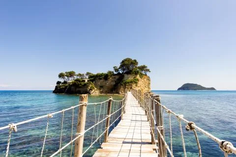 Small island with bridge Stock Photos
