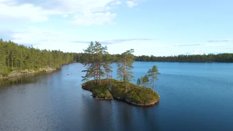 Small Island On A Lake Stock Footage 249908216