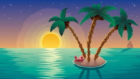 Small Island Landscape Subset Stockillustratie