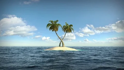 Small island in ocean Stock Footage 70380523