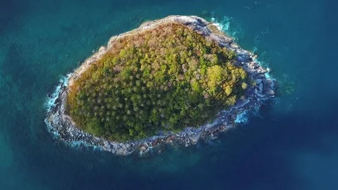 Small island in the ocean Stock Footage 115897359