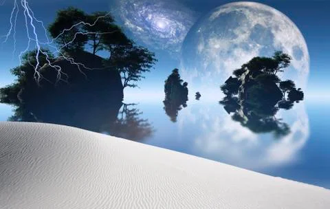 Small islands with green trees Illustrazione stock