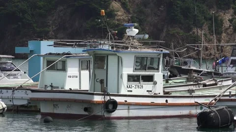 Small Japanese Fishing Boats Naoshima Ja, Stock Video