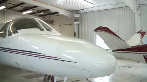 Small Jet Airplane Pan Video stock 12614028