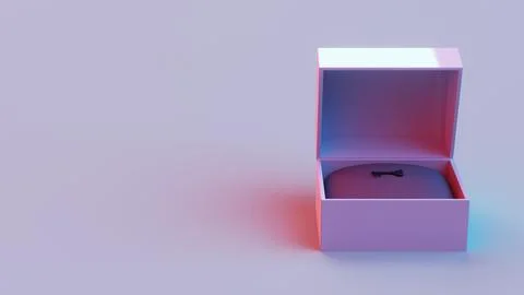 Small key in open box on cushion with copy space Stock Illustration