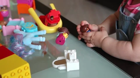 Small kid playing with constructor toy Stock-Footage 51929527