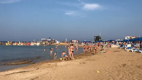 Small Kids Play At The Beach Stock Footage 112255718
