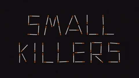 Small killers words made of cigarettes. No smoking concept in stop motion Stock Footage 91401931